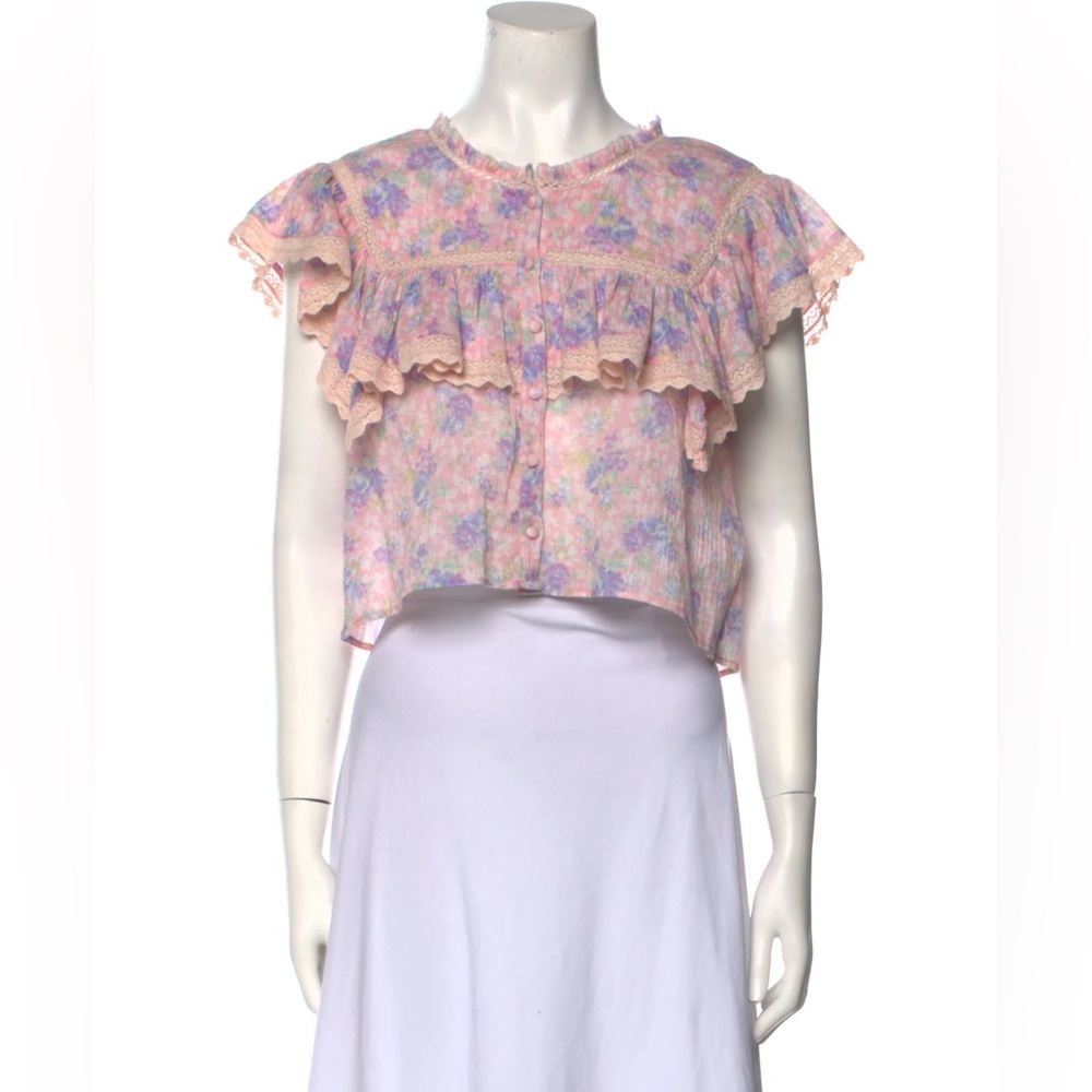 LoveShackFancy Laurel Cropped Blouse | XS